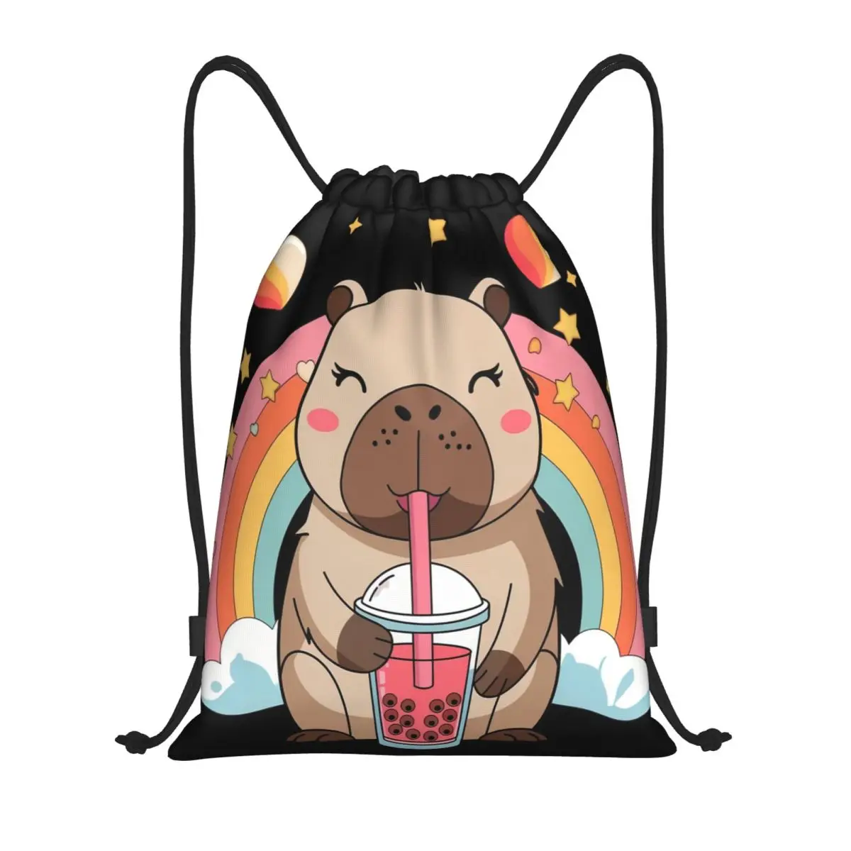 

Custom Cute Capybara Drawstring Backpack Sports Gym Bag for Men Women Shopping Sackpack