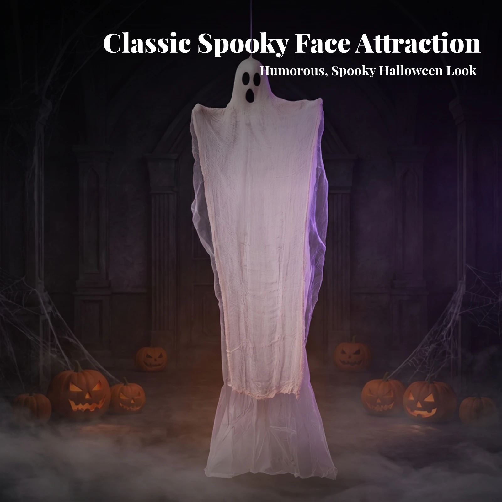 Halloween Ghost Decor Hanging Ghost Gauzy Material Cute Spooky Look Translucent