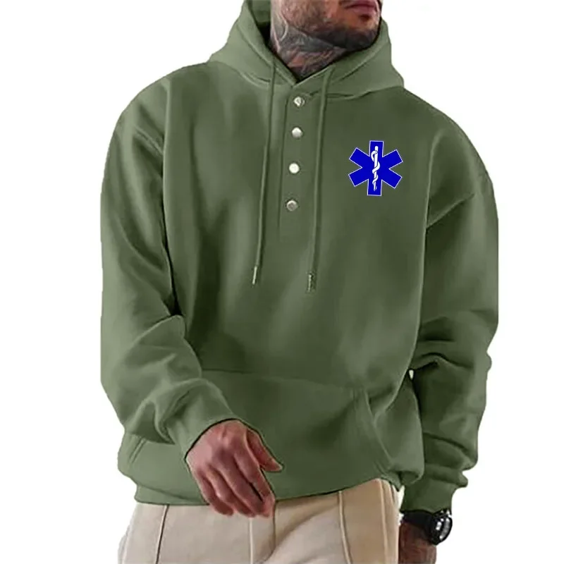 Sudadera con capucha de moda para hombre, jerséis casuales, sudaderas con estampado de ambulancia de emergencia EMT, Sudadera con capucha de Color sólido para hombre