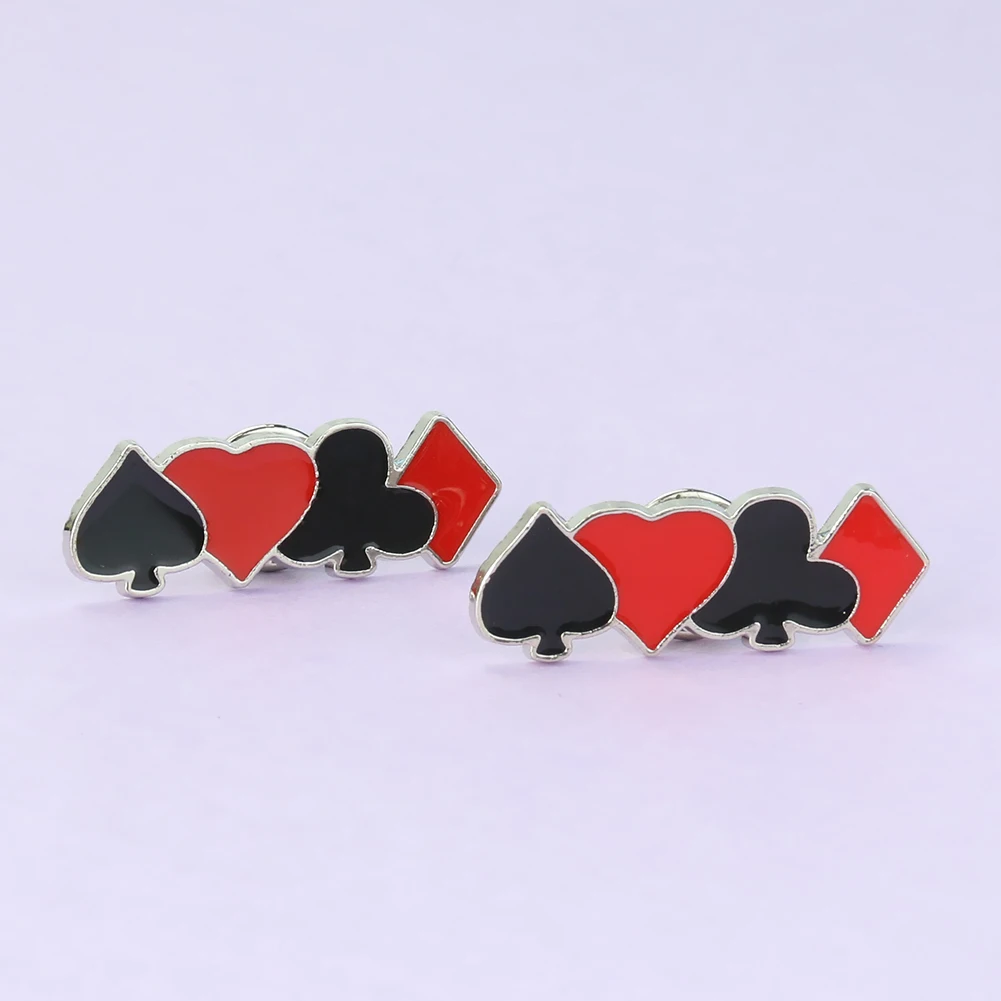 Personality Creative Metal Simple Fashion Poker Red and Black Love Brooch Badge Bag Lapel Pin Clothing Decoration Accessories