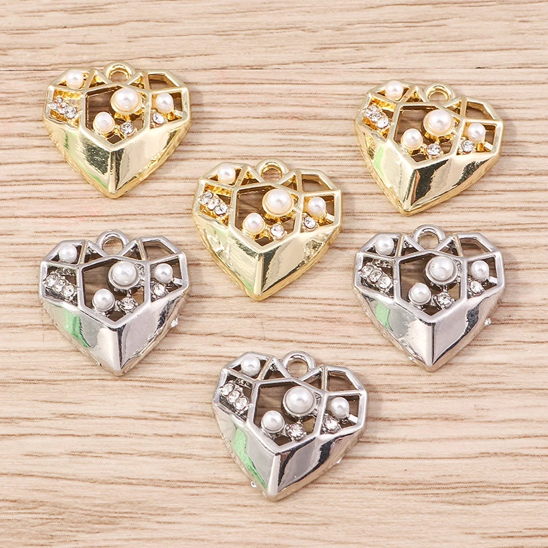 5pcs 16x16mm Cute Alloy Love Heart Charms Pendants for Jewelry Making Necklaces Earrings Bracelets DIY Crafts Accessories