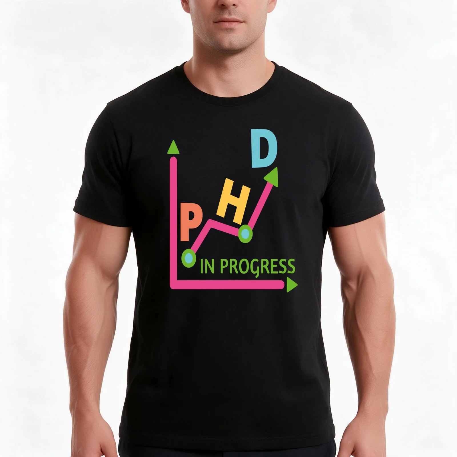 PhD In Progress T-Shirt, Summer Casual Cotton Tee, Oversized Streetwear Tops, Vintage Graphic Print, Loose Fit Short Sleeve
