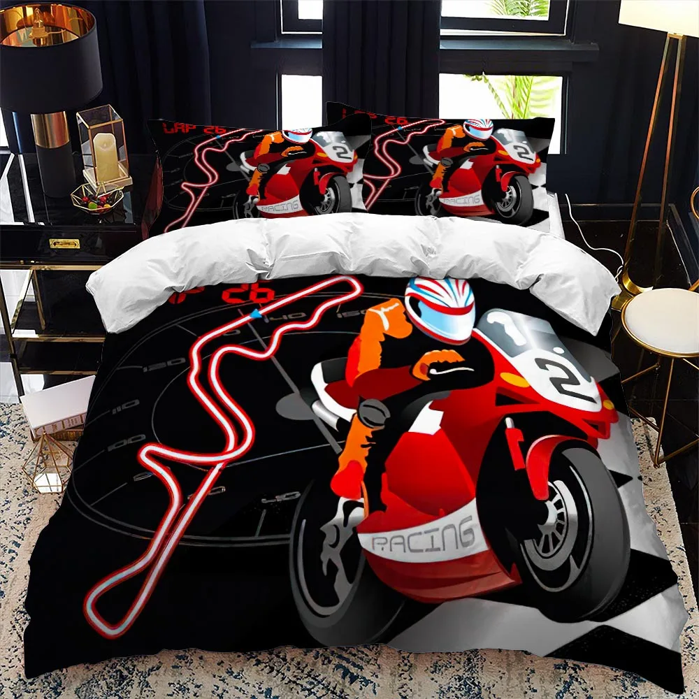 

Motorcycle rider bed duvet cover set queen calico Twin size comforter bedding set Single complete set