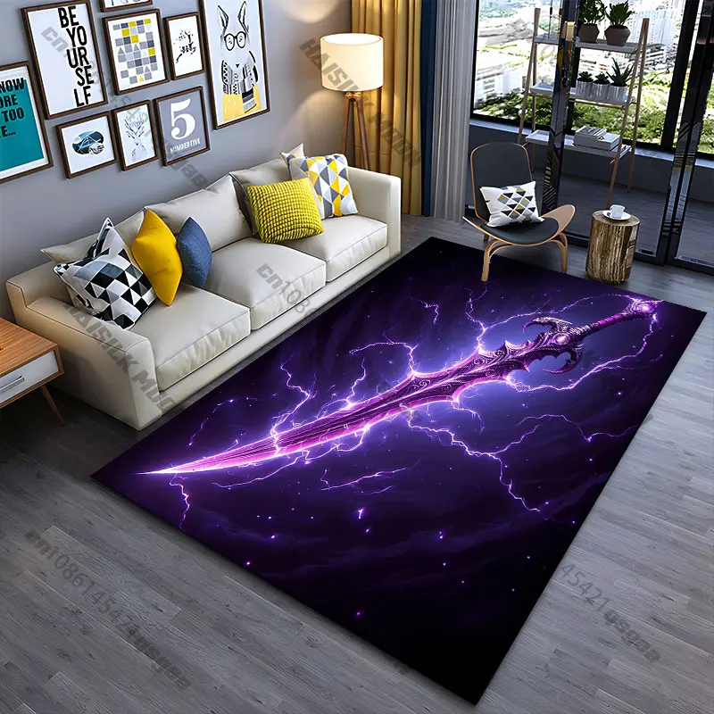 Magical enchanted glowing purple sword carpet Yoga living room room decor children's crawling mat doormat area rug
