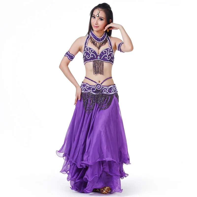 customized belly dancewear performance costume 5-piece set indian clothes women belly dancing bra skirt