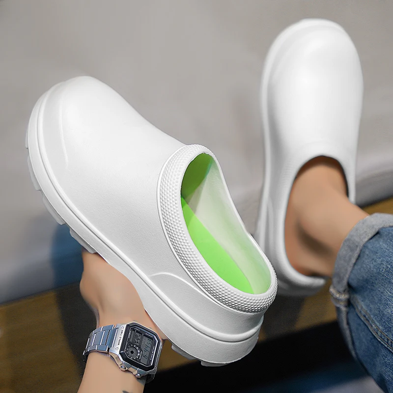 2024 new kitchen anti-slip waterproof rain shoes anti-oil lazy people a slip-off not tired feet wear-resistant casual chef shoes