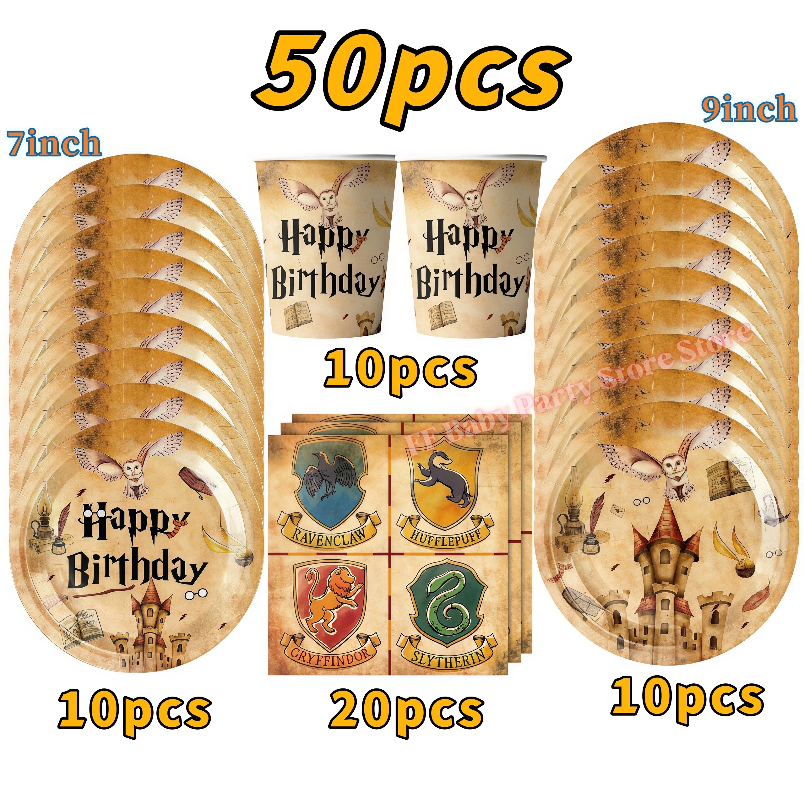 Academy Magics Geburtstagsparty-Dekoration, Harry-Potter-Motiv, Ballon, Teller, Becher, Serviette, Kindergeschenk, Babyparty-Zubehör, Event-Artikel, Souvenir