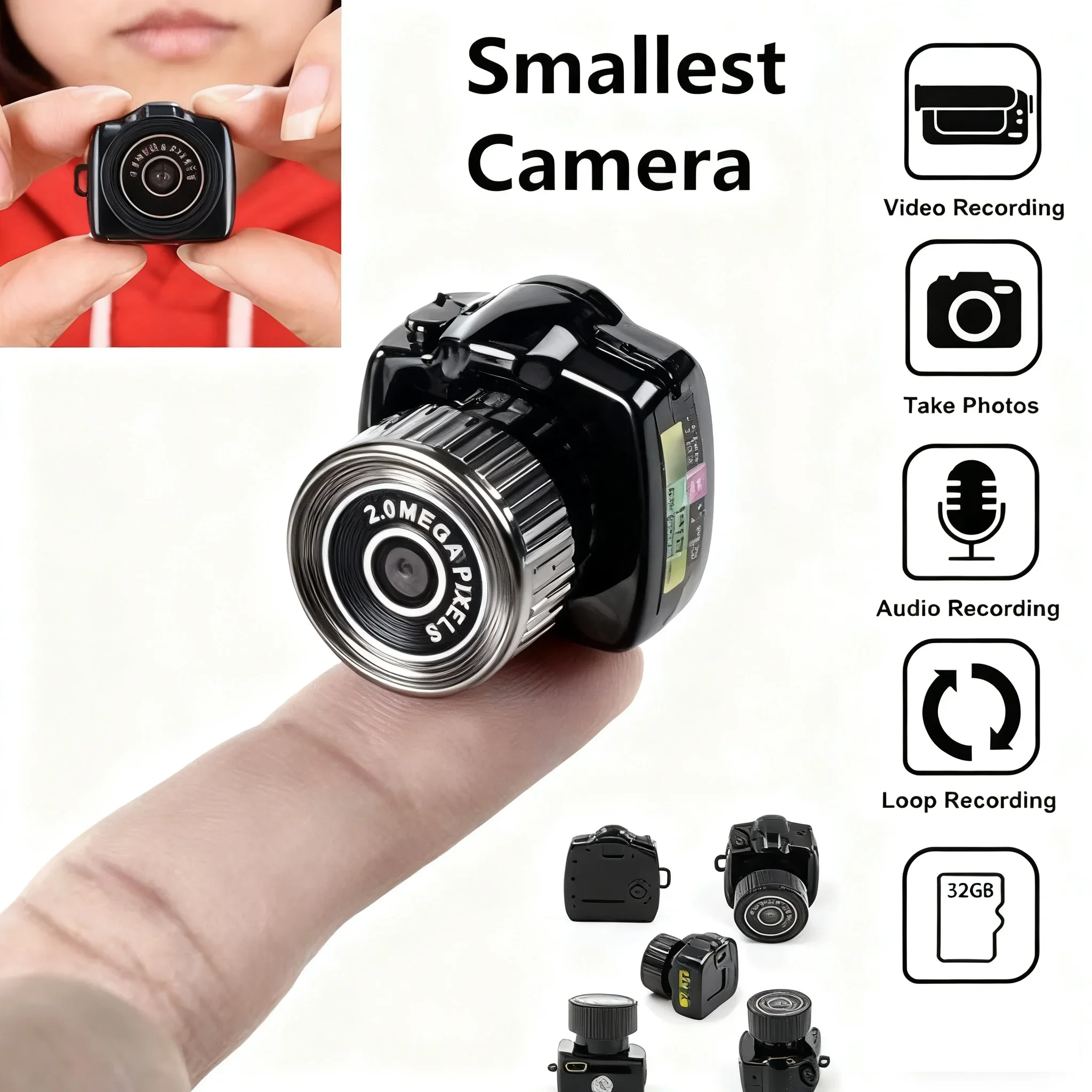 Y2000 Portable Mini Camera Audio Video Recorder Ultra Small Body Camera Sport DV DVR Security Protection Surveillance Camcorder
