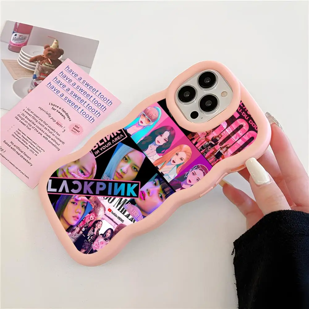 Kpop B-BLACK-P-Pink Phone Case Pink Cute Girls New Wave Corners Macaron For IPhone 16 15 14 13 12 11 X Vivo Samsung Oppo