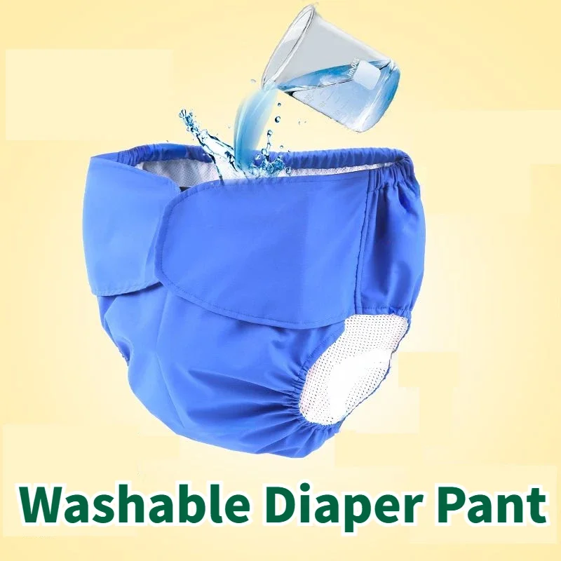 Adult Washable Removable Diapers Cotton Underwear Elderly Leak-proof Breathable Pockets Anti-wetting Beds Patient Pants Trousers