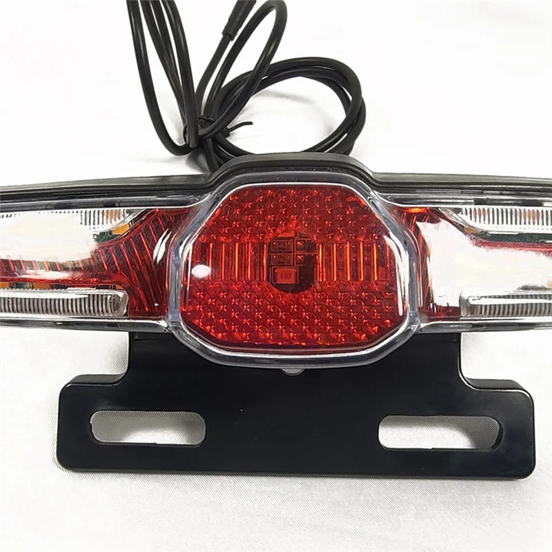 Electric Bicycle Tail Light with Turn Signal and Brake Light Compatible with 12-80V Brake Light for Brightening(6Pin)