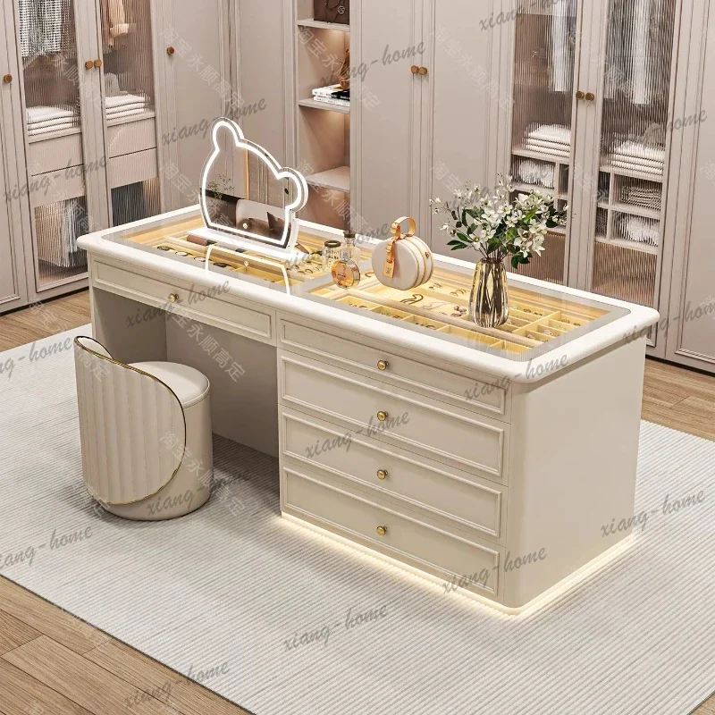 YJ French Cloakroom Jewelry Middle Island Platform Jewelry Cabinet Integrated Design Living Room Furniture Portagioie XYZBG50