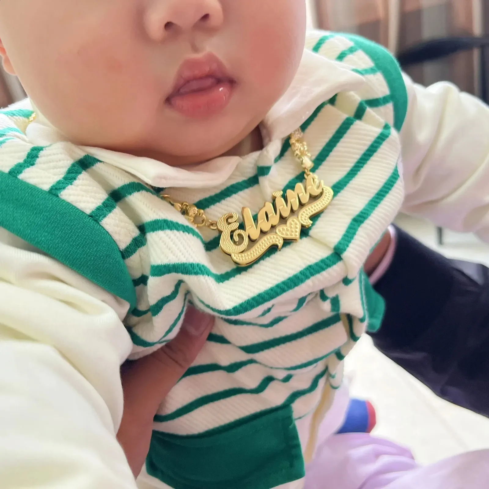 Collar con Nombre de Osito de Peluche, Chapado en Oro de 18K, Placa con Doble Nombre, Joyería Personalizada, Regalo para Niños