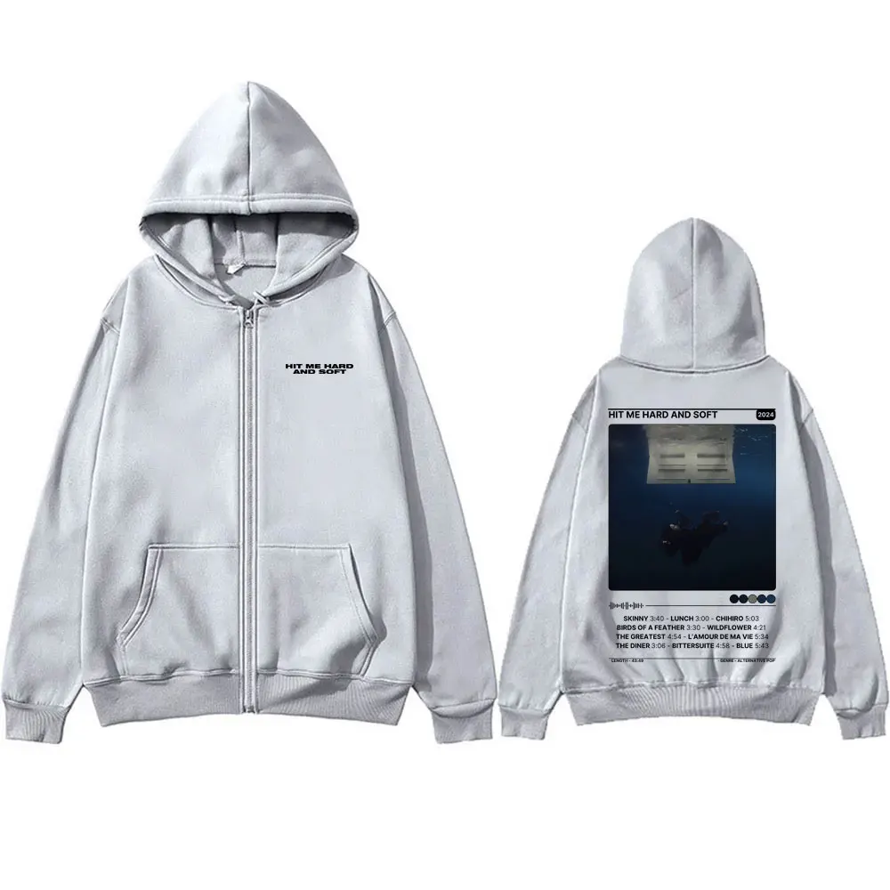 Hit Me Hard and Soft Double Sided Print Zipper Hoodie Male Loose Oversize Zip Up Hoodies Men Women Hip Hop Fashion Zip Up Jacket