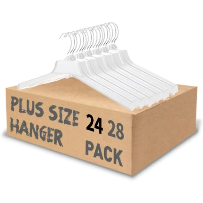 

Extra Wide Hangers for Plus Size Clothes, Ganchos para Colgar Ropa,19 Inch Plus Size Hangers Ideal for XL, XXL Shirts, Coats