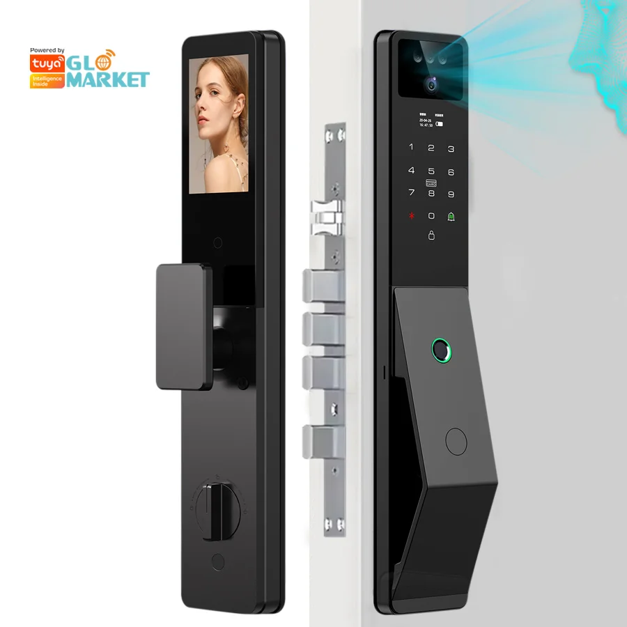 Glomarket Tuya Wifi Smart Lock Real-time Intercom With Cnc Precision And Facial Recognition Digital Fingerprint Smart Door Lock