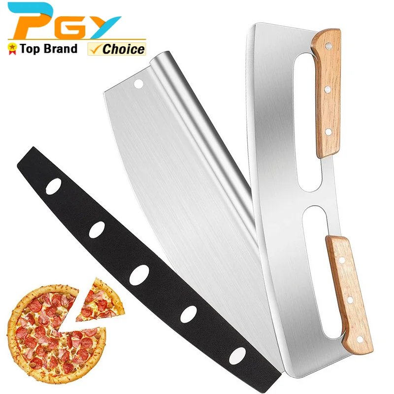 

14 inch Large Pizza Cutter Sharp Rocker Blade Stainless Steel Pizza Slicer Knife with Cover Kitchen Pizza Tools Accessories