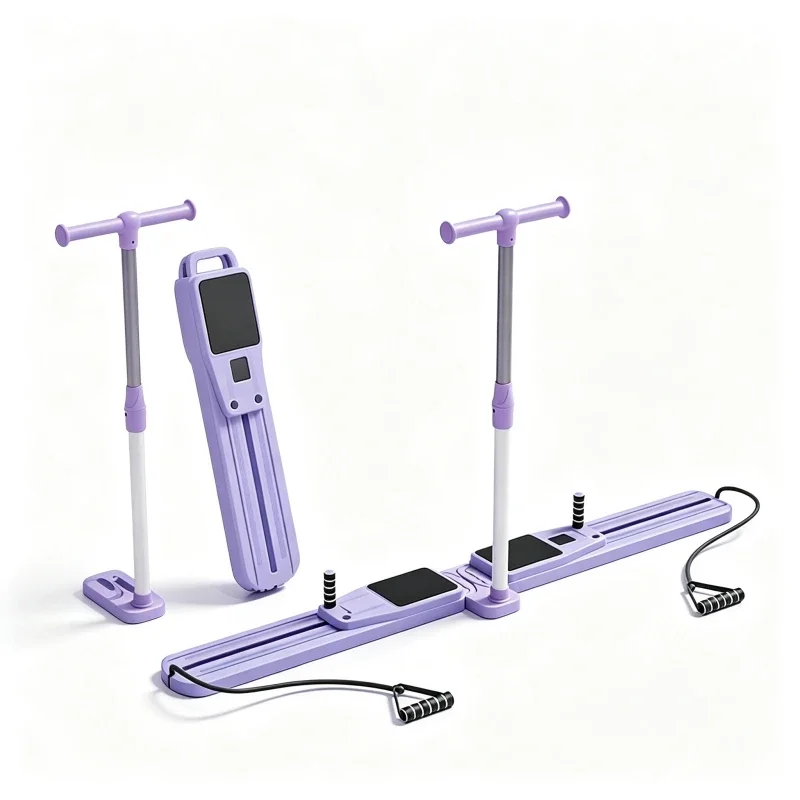Multifunctional Ski Trainer, Home Abdominal Glutes Workout Machine, Removable Handrail Sliding Plate for Full Body Exercise