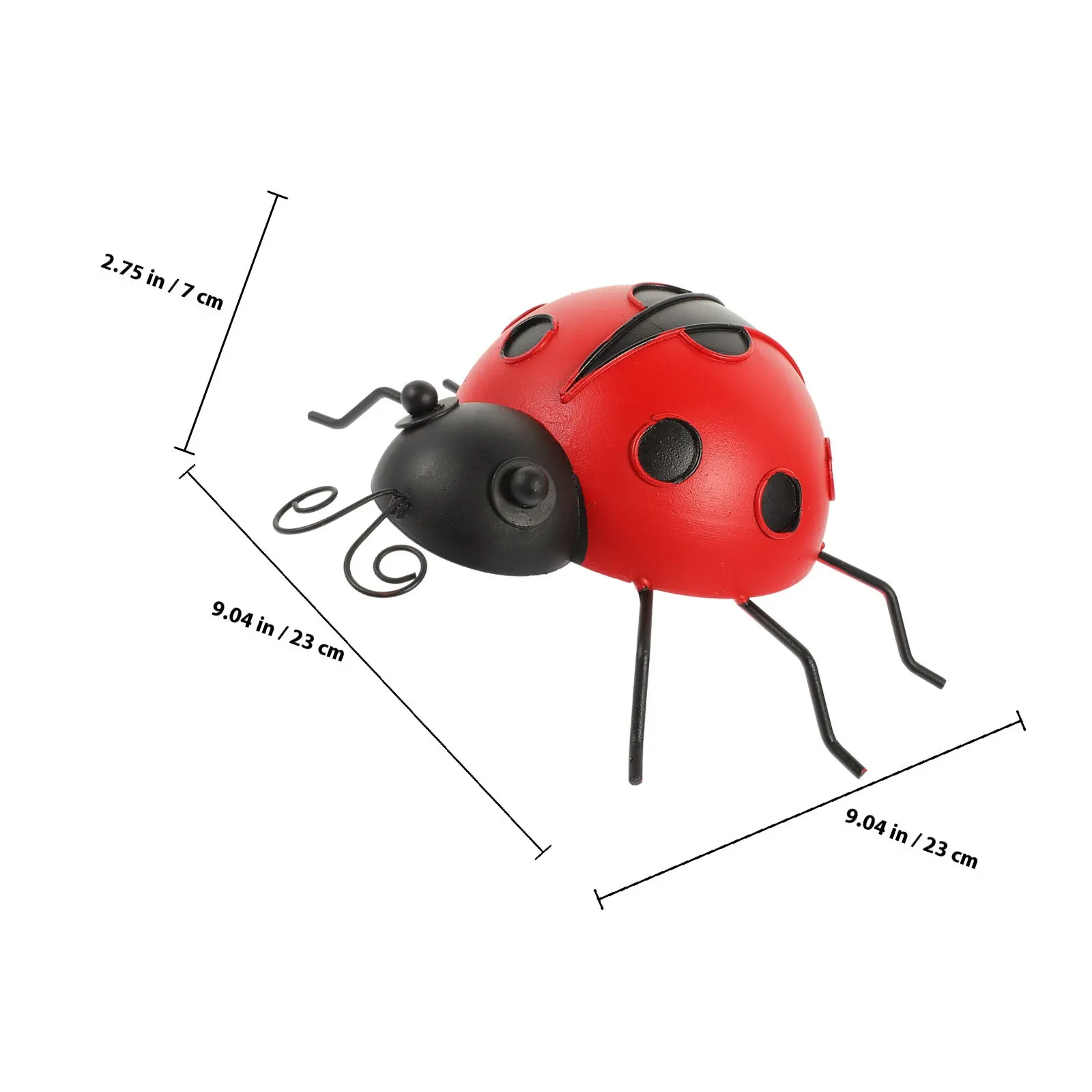3Pcs Simulation Ladybug Adornments Outdoor Iron Art Decorations Set Extra Small Small Medium Garden Lawn Terrace Decor