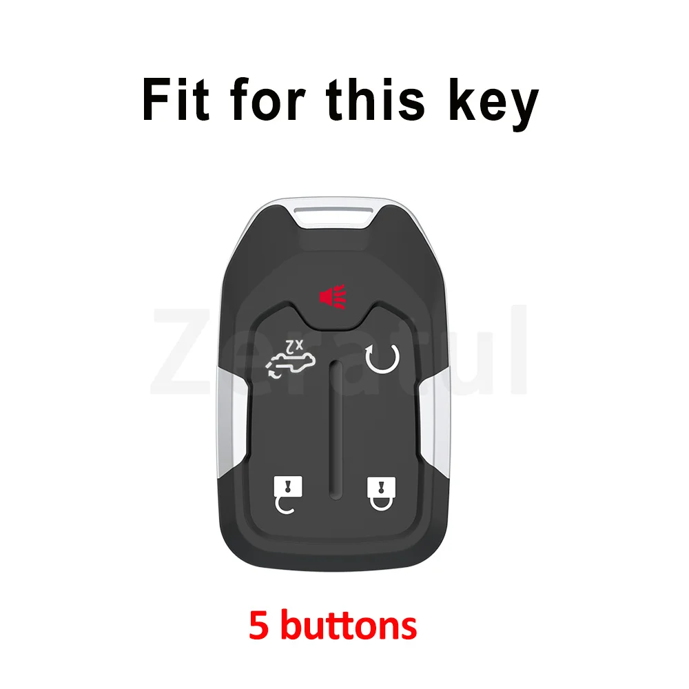 Gold Edge TPU 5 Buttons Car Key Cover Protector for Chevrolet Chevy Tahoe Suburban GMC Yukon XL Denali Keyless Fob Shell Case