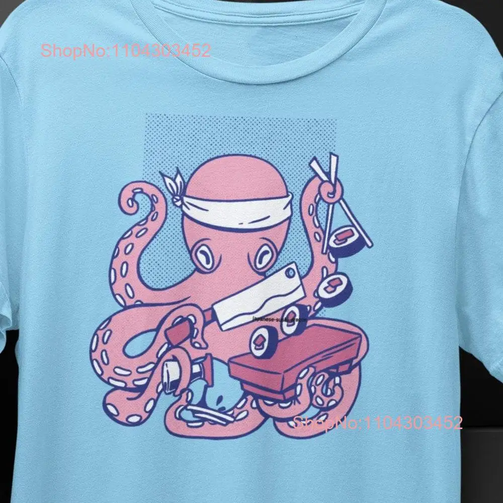 Cute Octopus Sushi Chef T Shirt Unique Japanese Food Art Kawaii Hosomaki and Futomaki Cuisine Apparel