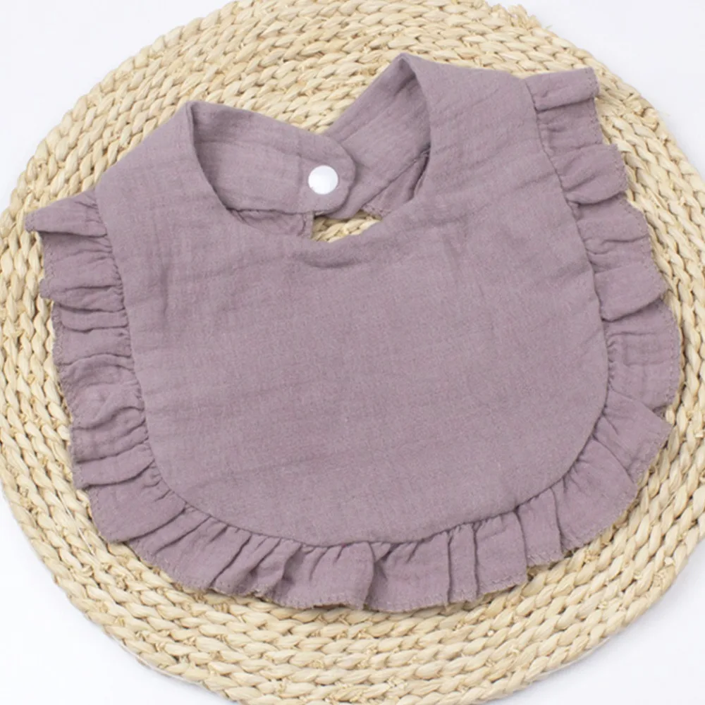 

Высококачественные мягкие муслиновые нагрудники, однотонные нагрудники с воланами, бандана, впитывающие слюнявчики для прорезывания зубов, слюнявчик для мальчиков и девочек