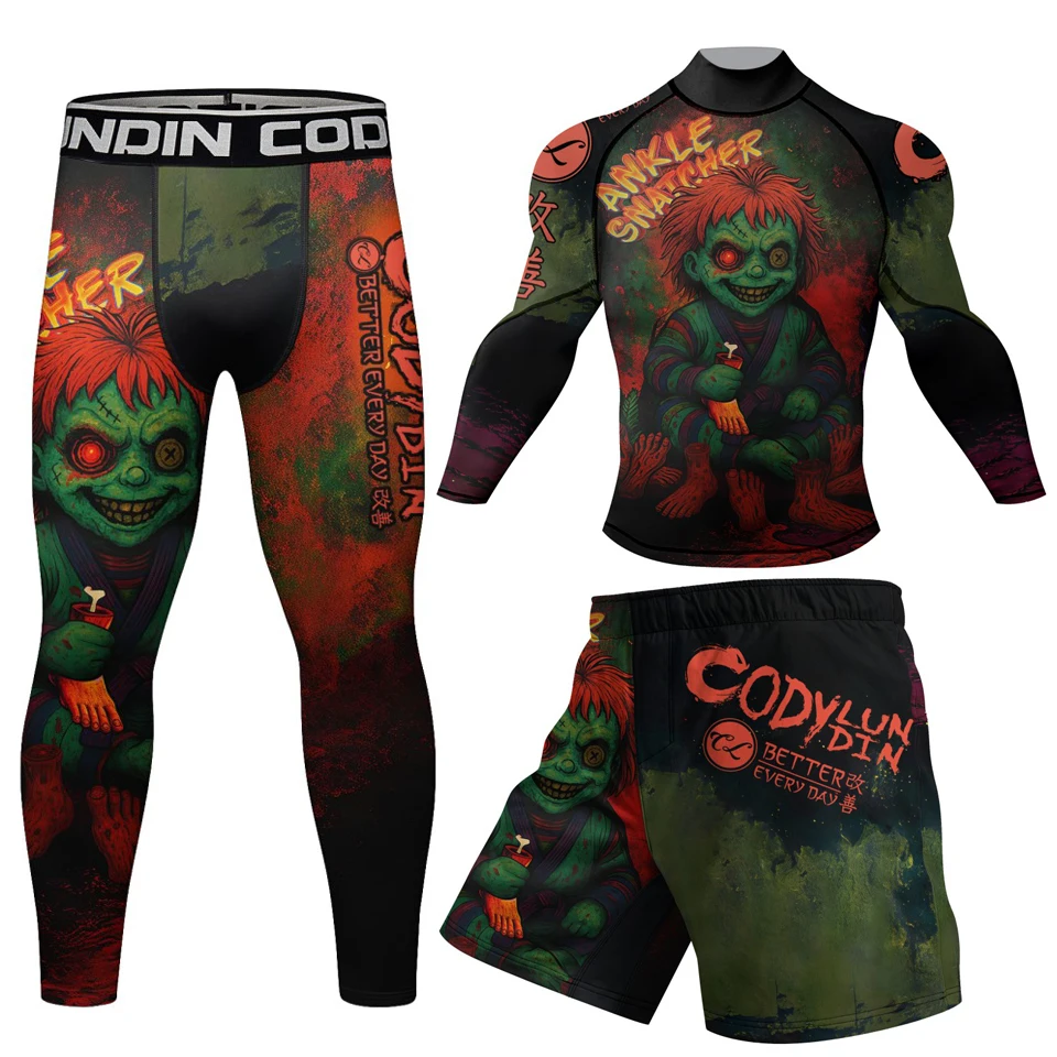 

New Boxing Bjj Rashguard MMA T-shirt+Leggings Men Muay Thai Shorts Martial Arts Jiu Jitsu Rash Guard Compression Shirt Sportsuit