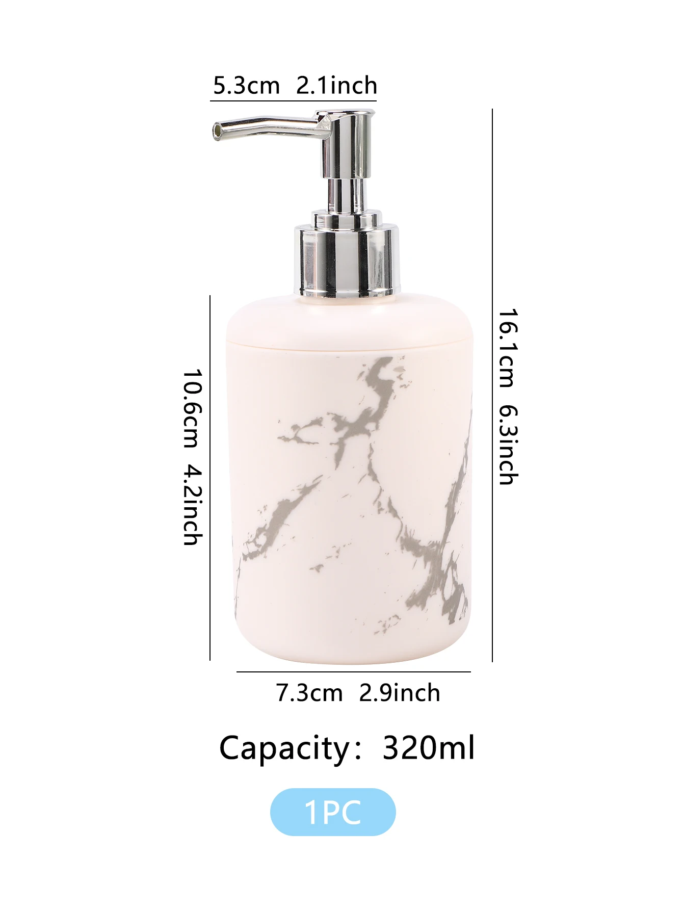 1PC Ceramic Pattern Soap Bottle - Press on Hand Wash Empty Bottle, Shampoo Bottle, Bathroom Soap Dispensing Bottle White