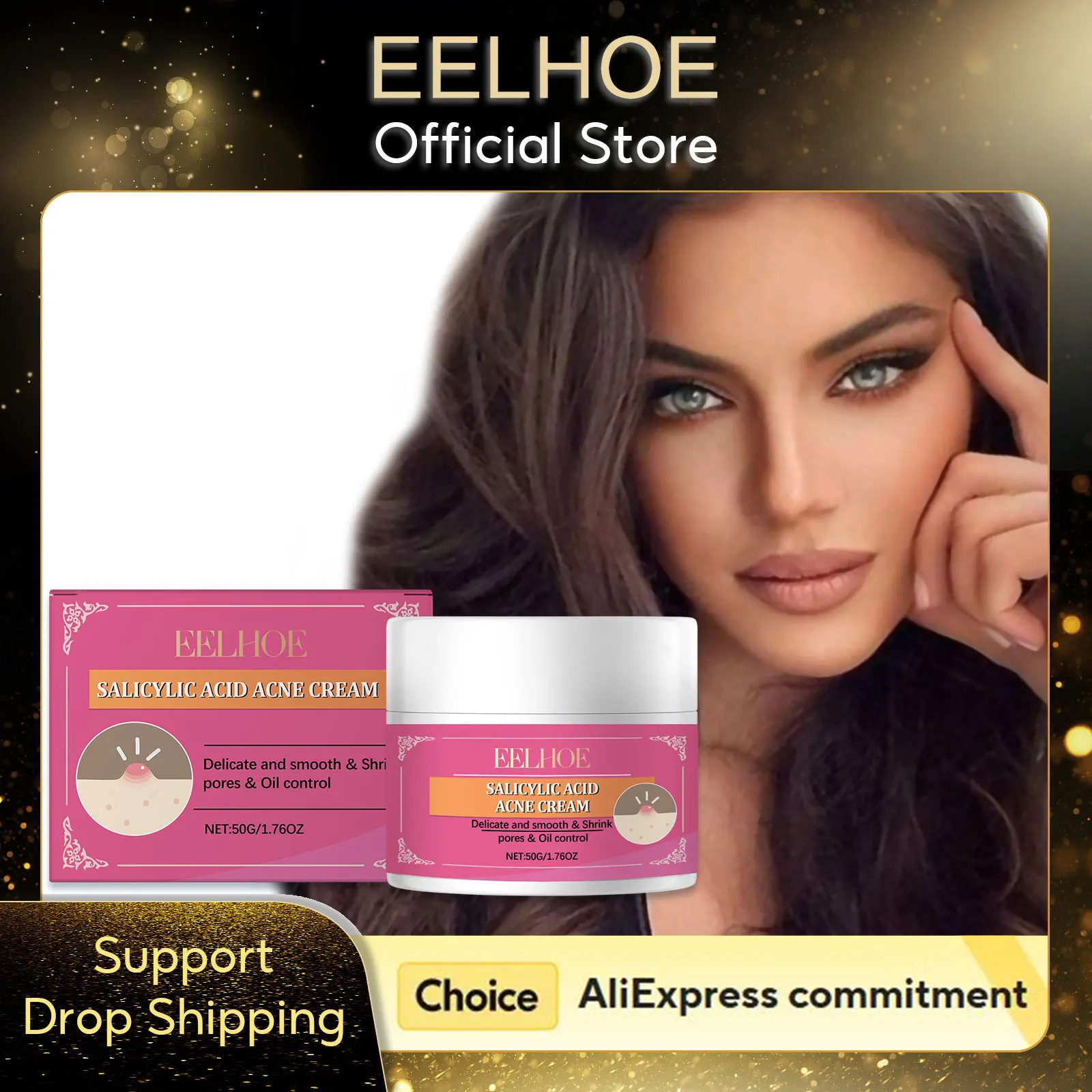 

EELHOE Anti Acne Face Cream Removes Pimples and Blackheads Oil Control Moisturizing Facial Salicylic Acid Pore Shrinking Cream