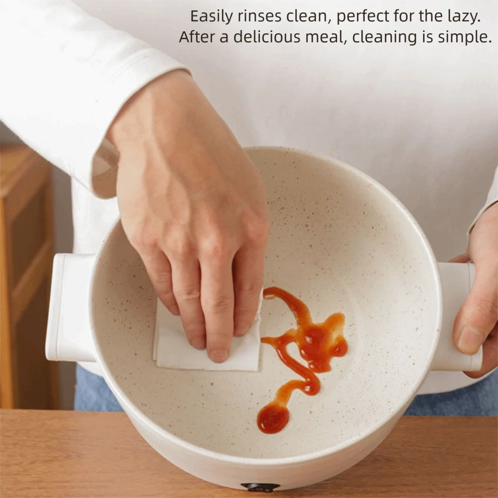 

1-2L Electric Cooker Non Stick with Steamer Electric Hot Pot Quick Heating with Lid Soup Stew Pot Student Dormitory