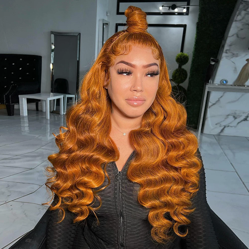 العسل براون خصلات الشعر المستعار الإنسان البرازيلي فضفاض موجة عميقة بني فاتح 13x4 13x6 الدانتيل الشفاف شعر مستعار أمامي للنساء قبل نتف