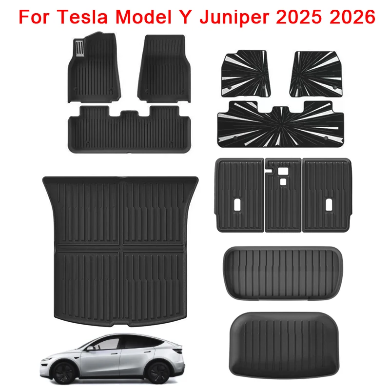

Latest Floor Mats for Tesla Model Y Juniper 2025 2026 All Weather Car Floor Liner Waterproof Anti-slip Trunk Mat Cargo Liner
