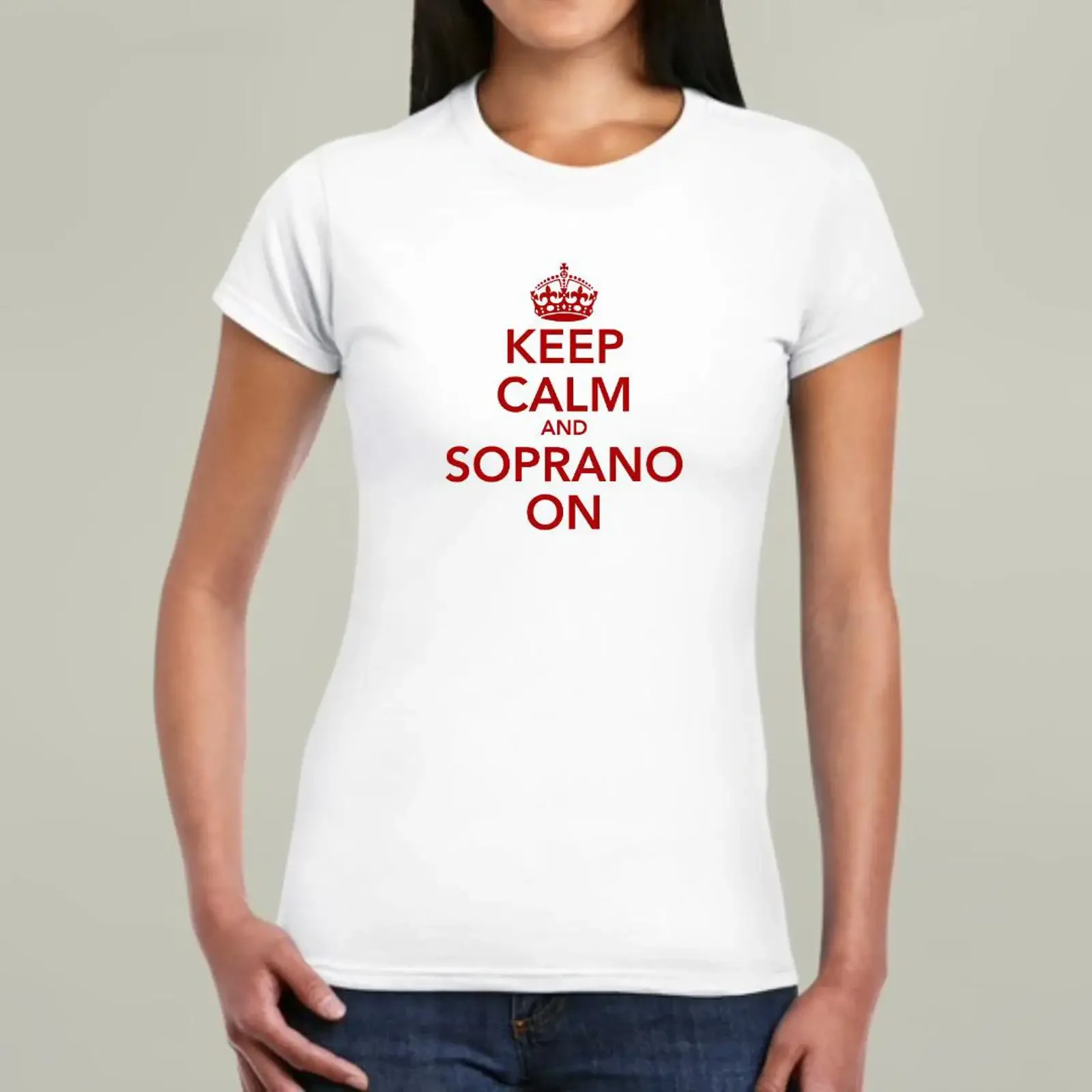 Keep Calm And Soprano On Women's Fit T Shirt for Singer Vocalist Music Lover Choir Chorus Apparel Casual Top vintage Washed