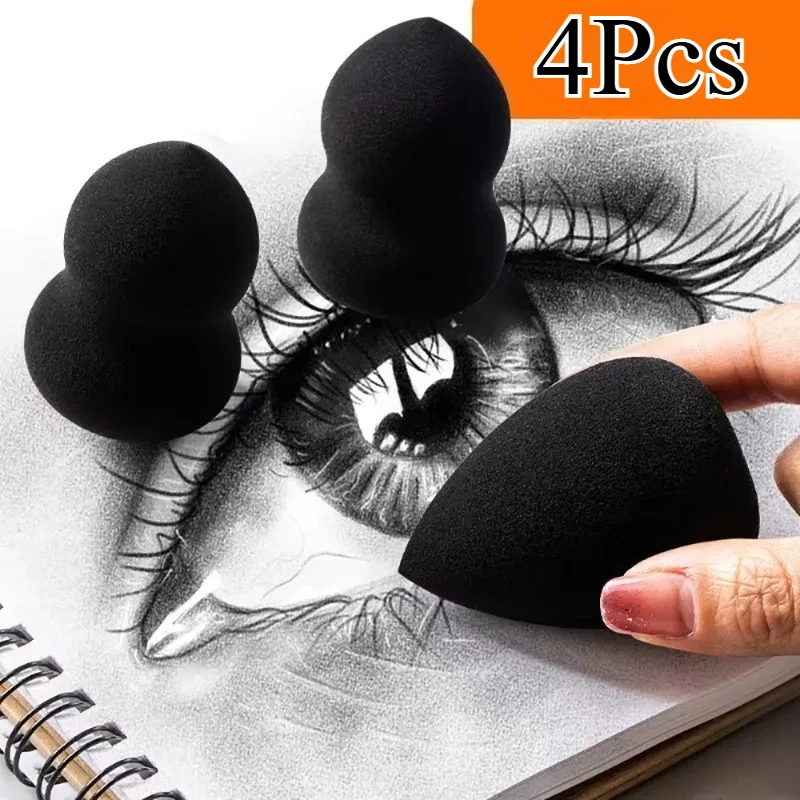 

4Pcs Washable Sketching Sponge Brushes for Drawing, Highlighting Gray Details, Blending, and Erasing - Teardrop Shape and Gourd