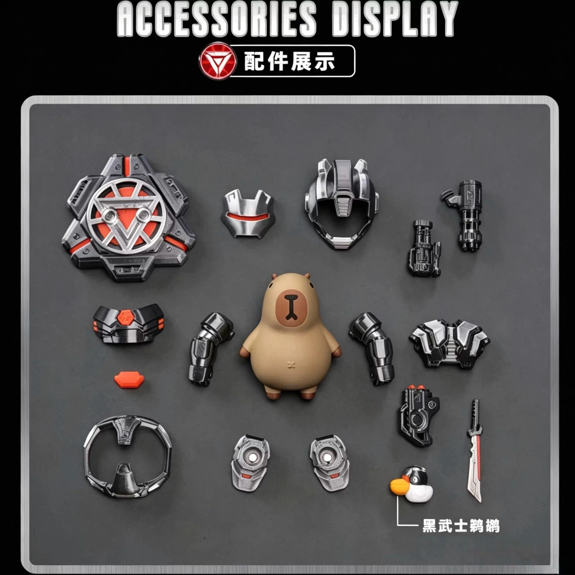 Original Iron Pig Warrior Black Armor Capybara Series 3D Printing Magnetic Attachment Anime Peripheral Ornament Toys Boys Gifts view 4