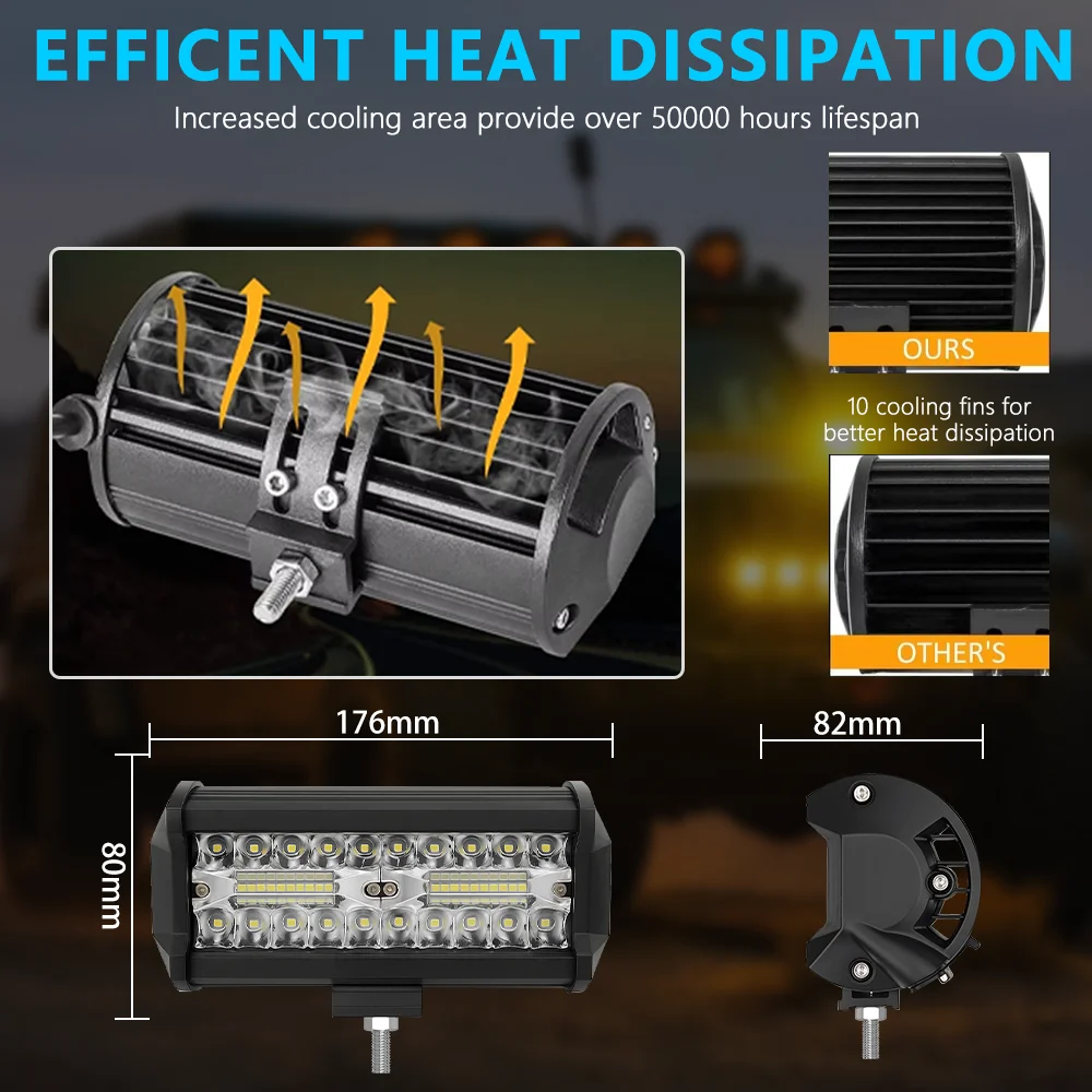 سيارة عمود إضاءة LED ضوء العمل 12 فولت 24 فولت الطرق الوعرة بقعة الفيضانات كومبو عمود إضاءة LED ضوء العمل ل ATV UTV جيب لادا نيفا 4x4 شاحنة قارب SUV