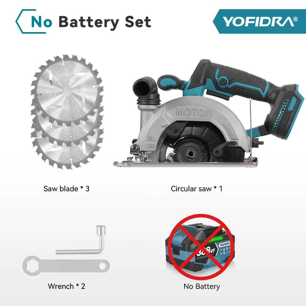 YOFIDRA 6 Zoll bürstenlose elektrische Kreissäge Handheld Holz PVC Rohr Schneidwerkzeug mit 55 mm Schnitttiefe für Makita Batterie Pin