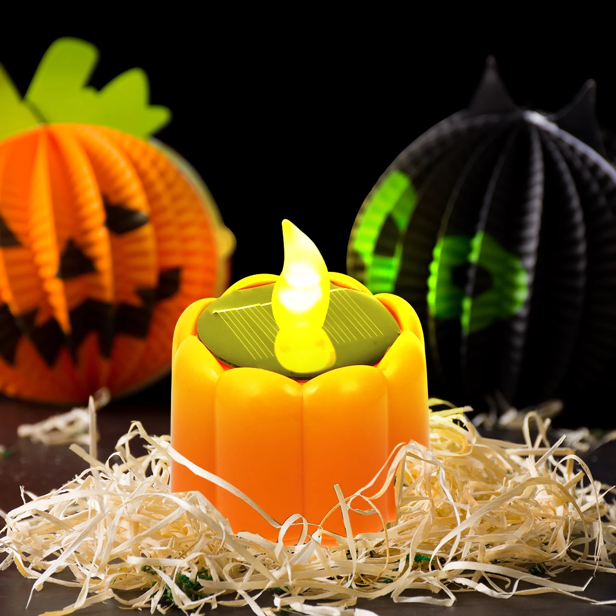 

1pc Pumpkin Light Halloween LED Lamps Flameless Electronic Candles Decor Party Haunted House Warm Lights Rechargeable