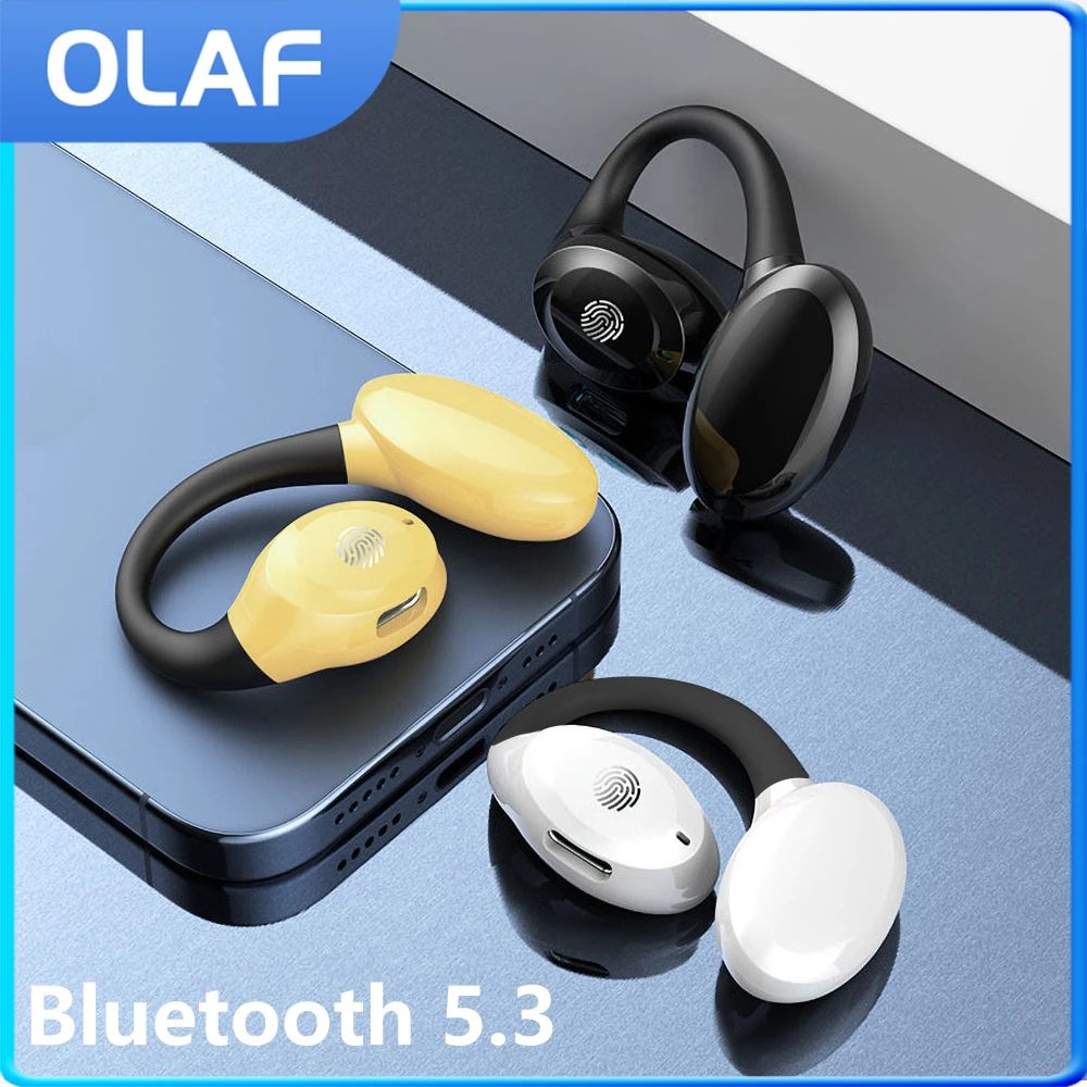 Wireless Bluetooth V5.3 Headset Single Ear Hanging Type Headphones HD Stereo Voice Calls With Mic Earphones For Cellphone Earbud