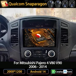 Android 14 Car Radio For Mitsubishi Pajero 4 V80 V90 2006 - 2014 Carplay Auto GPS Multimedia Video Player 4G WIFI Head Unit QLED