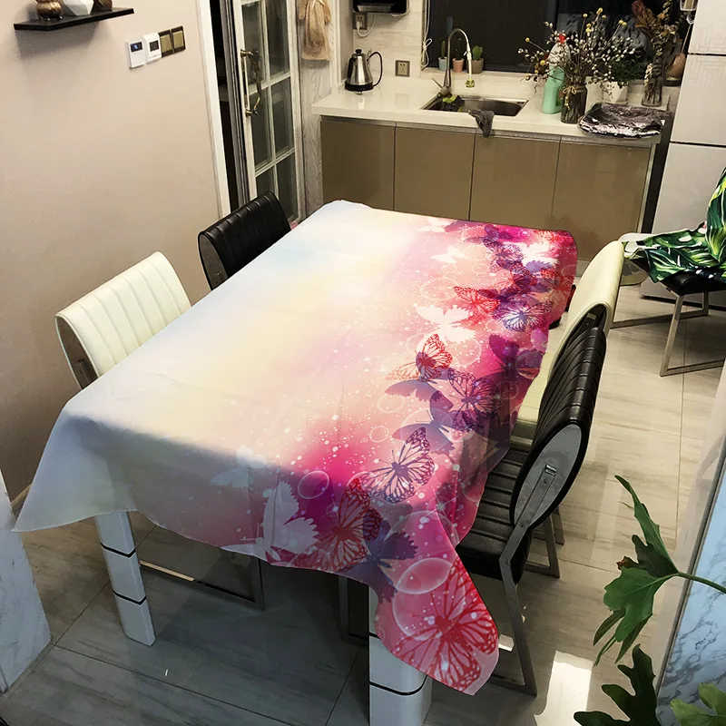 Butterfly Number Printing Polyester Fiber Waterproof Tablecloth Over Ten Thousand Flower Type Optional