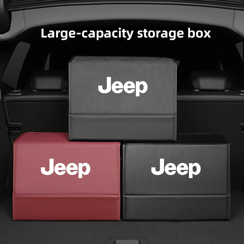 

Car Mounted Large Capacity Foldable Suede Nappa Leather Trunk Storage Box For Jeep Renegade Compass Grand Cherokee Patriot