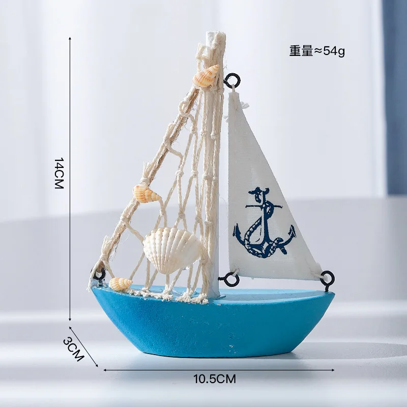 ミニサイボートモデルの装飾、木製のミニチュアセーリングボート、家の