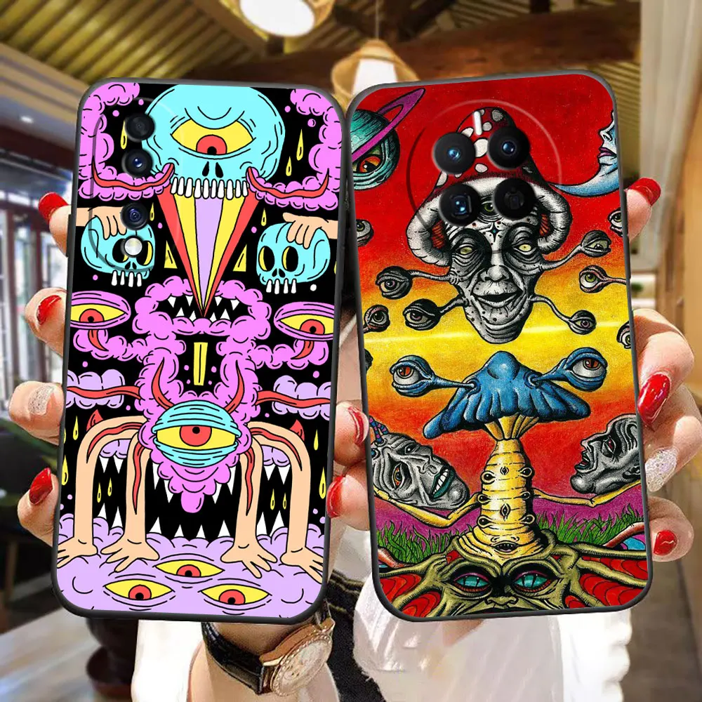 Colourful Psychedelic Trippy Art Case For HUAWEI P30 P20 Y9 Y7 Y7A Y6P NOVA 9 8I 7I 3I 2 2I SE HONOR 90 20 X9A X8 X7 X7A 9X Case