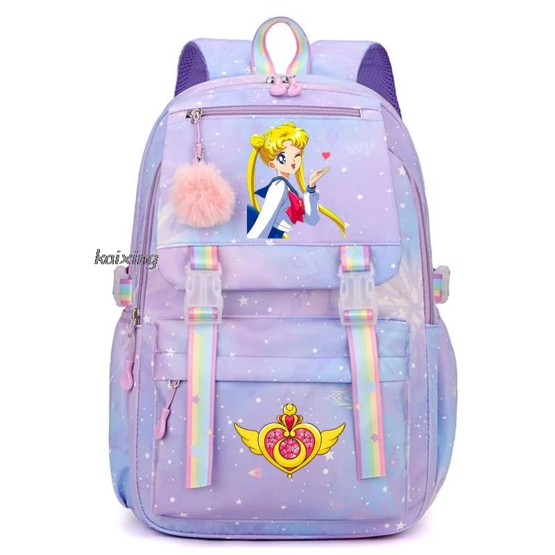 Mochila Sailor Moons para niñas, niños, estudiantes, adolescentes, niños, mochilas escolares informales, lindas, regalo de cumpleaños