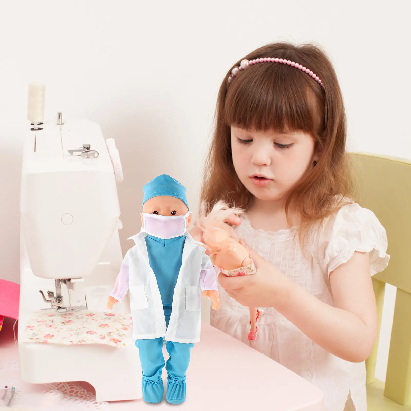 

1 set 1 Set 18-Inch Nurse Outfit With Miniature Coat Accessories Pretend Play Doctor Costume For Role Playing Social Skills