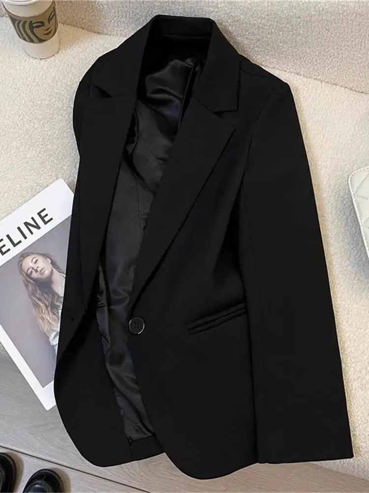 New 2026 Women's Black Professional Suit Jacket Long Sleeve Workwear Commute Uniform Hotel Formal Wear Fashionable Outerwear
