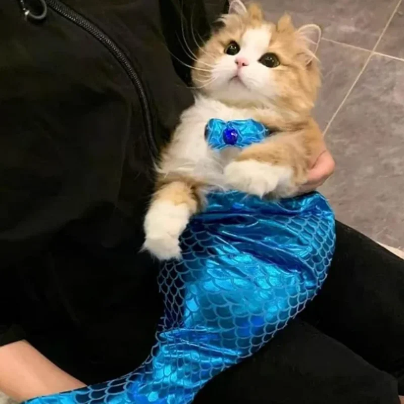 Cat Mermaid Costume Small Pet Mermaid Waterproof Costume Pet Cosplay Mermaid Costume Creative Cat Fishtail Dress