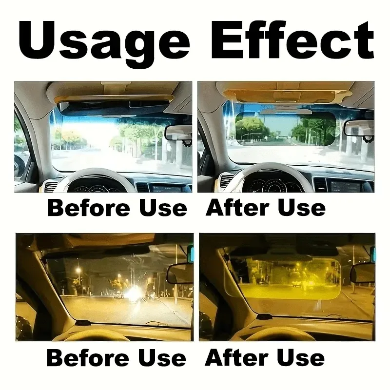 1 Stück Zwei-in-Eins Auto-Sonnenblende, polarisiert, transparent, blendfrei, verstellbar für Tag- und Nachtfahrten für sicheres Autofahren – Detail 1