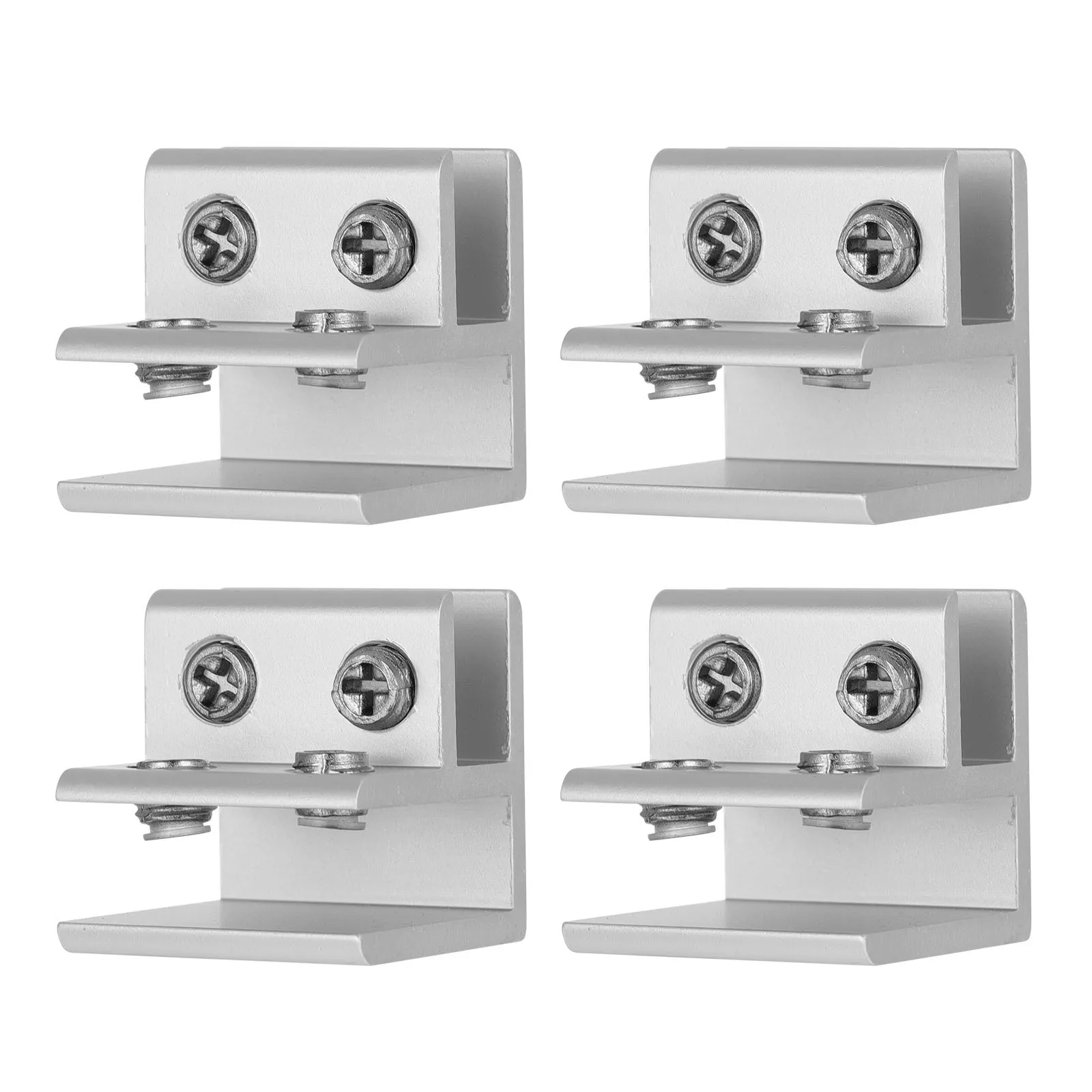 4 قطعة المشبك الزجاجي تحديد مجموعة سبائك الألومنيوم قوس ل 10-12 مللي متر سمك رفوف الحمام خزانة مشروبات عرض حامل